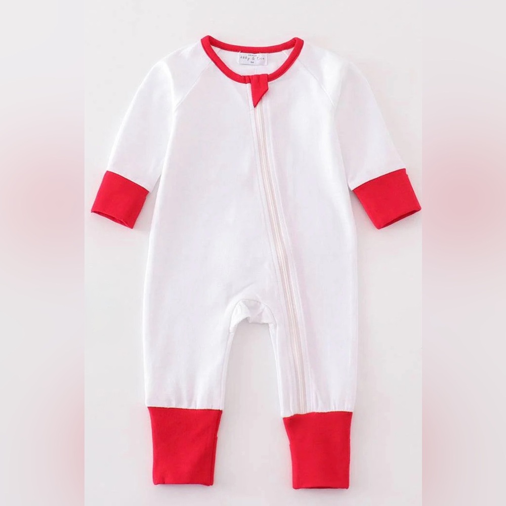 Cozy Red and White Kids Footie